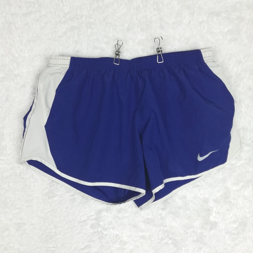 Nike Womens Shorts Running Athletic Blue White Lined Dri-Fit Pull On L